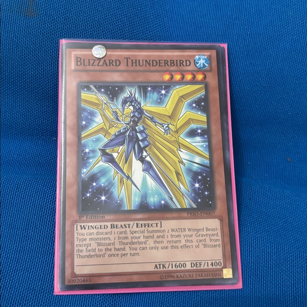 Yugioh Card Blizzard Thunderbird Water Type Monster 1st Edition 1996 NWOTS